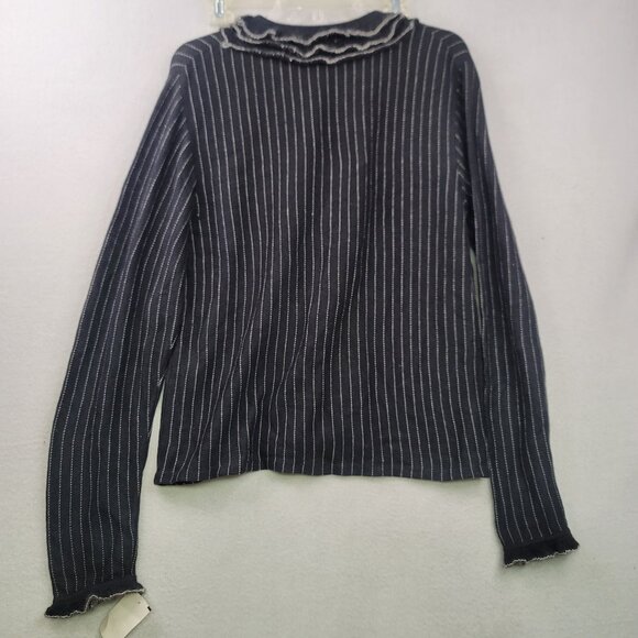 Susan Bristol 90's Vintage Deadstock Black White Striped Cardigan M Angora Blend - Picture 4 of 11